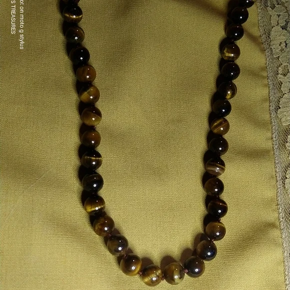 MEN'S TIGER'S EYE 18" NECKLACE. *GOLDEN BROWN* LIKE A BREEZE, PLEASE READ BELOW. - Picture 4 of 4